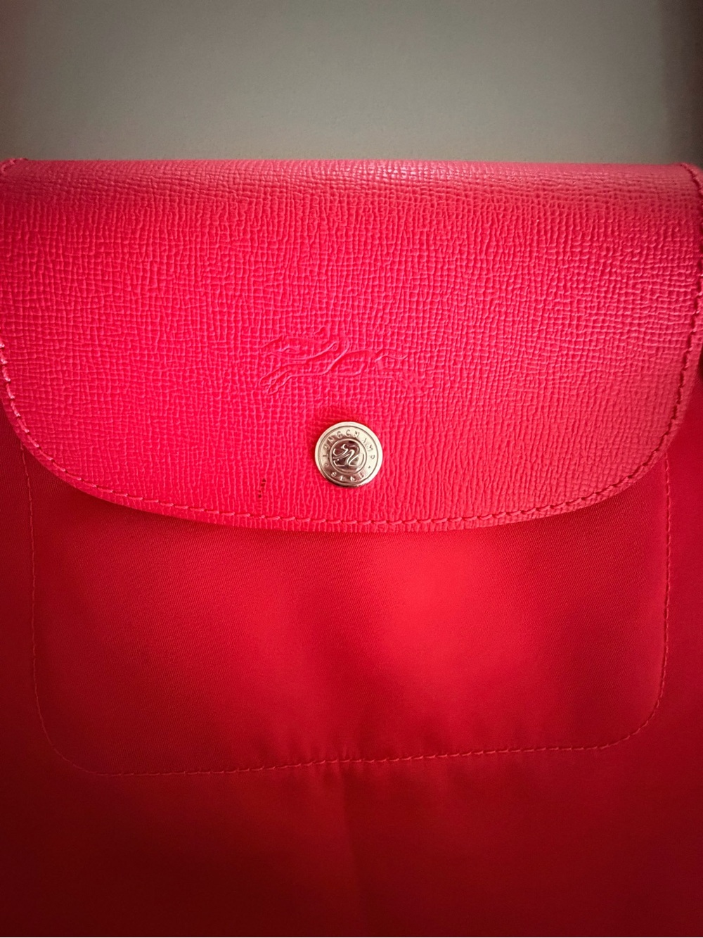 Longchamp Red Nylon Le Pliage Large Tote - Picture 4 of 5